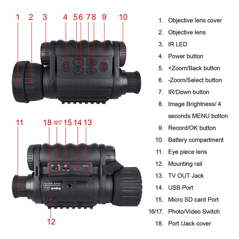 Bestguarder WG-50 digital night vision multifunctional monocular telescope